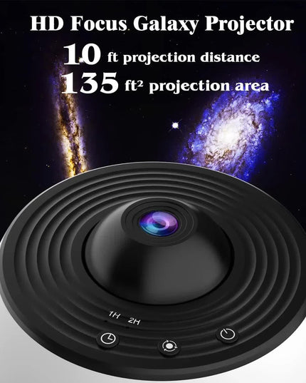 High-Definition Focusable Starry Galaxy Projector Lamp - Creative Bedroom Mood Light with 13 Film Slides (Black)