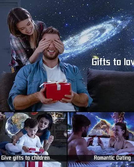 High-Definition Focusable Starry Galaxy Projector Lamp - Creative Bedroom Mood Light with 13 Film Slides (Black)
