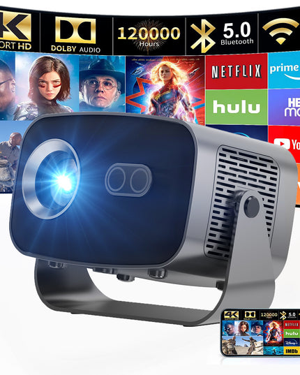 V100 Auto-Focus 4K Mini Projector (950S)with Android WiFi for Home Theater 197*91*101MM(2+8G)