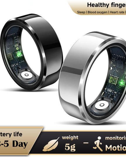 Gold Round 0.71inch Smart Ring with Heart Rate and Sleep Tracking - IP68 Waterproof Fitness Tracker with Step Counter