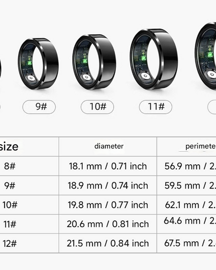 Gold Round 0.71inch Smart Ring with Heart Rate and Sleep Tracking - IP68 Waterproof Fitness Tracker with Step Counter