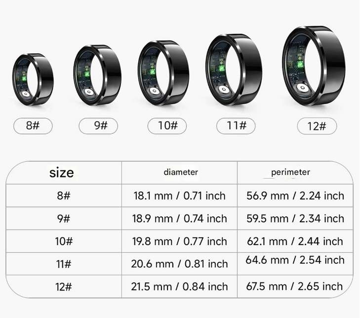Gold Round 0.71inch Smart Ring with Heart Rate and Sleep Tracking - IP68 Waterproof Fitness Tracker with Step Counter