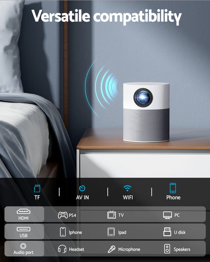 Devanti Portable Mini Video Projector 1080P Wifi Home Theater HDMI Carry Bag