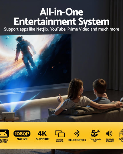 Devanti Video Project 4K 1080P Android 5G Wifi Home Cinema